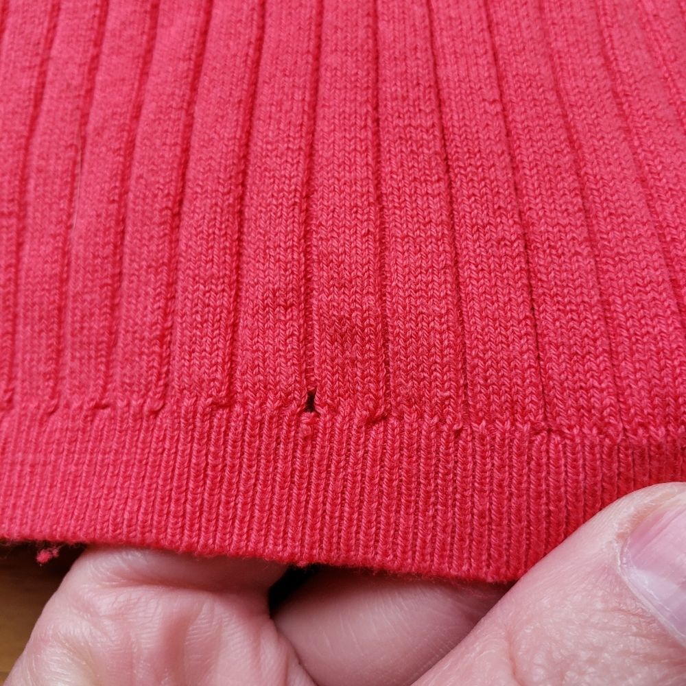 🔺️Jaclyn Smith Coral Ribbed Button Neck 3/4 Sleeve Top XLarge - Picture 9 of 9